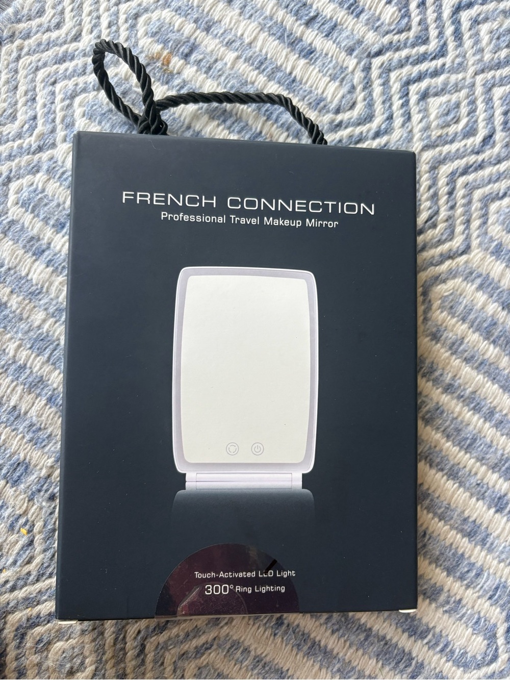 French Connection Black Travel Makeup Mirror
